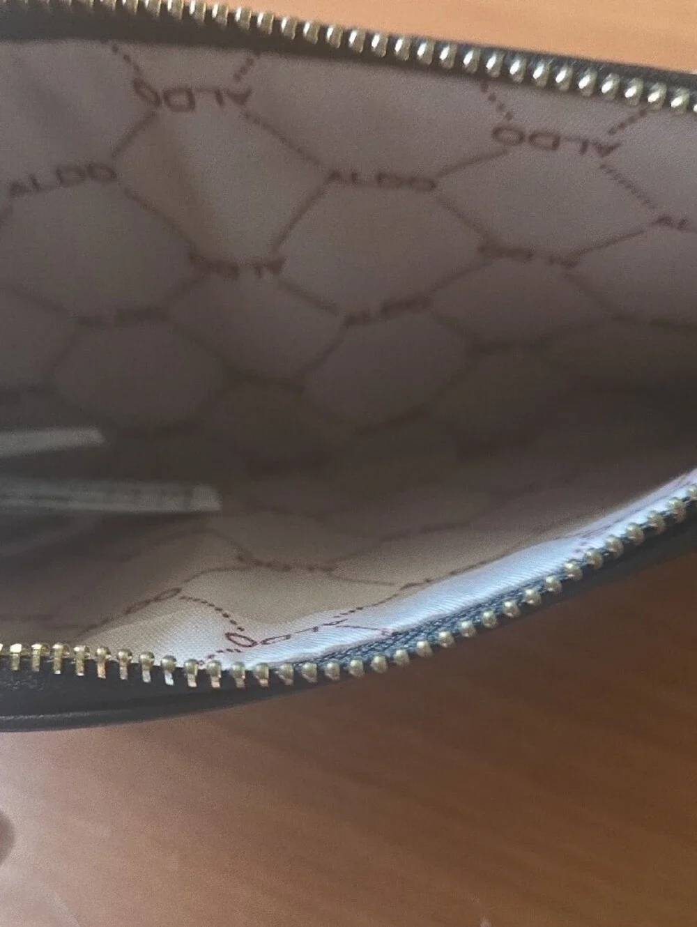Aldo Black Zip Pouch with Gold Hardware